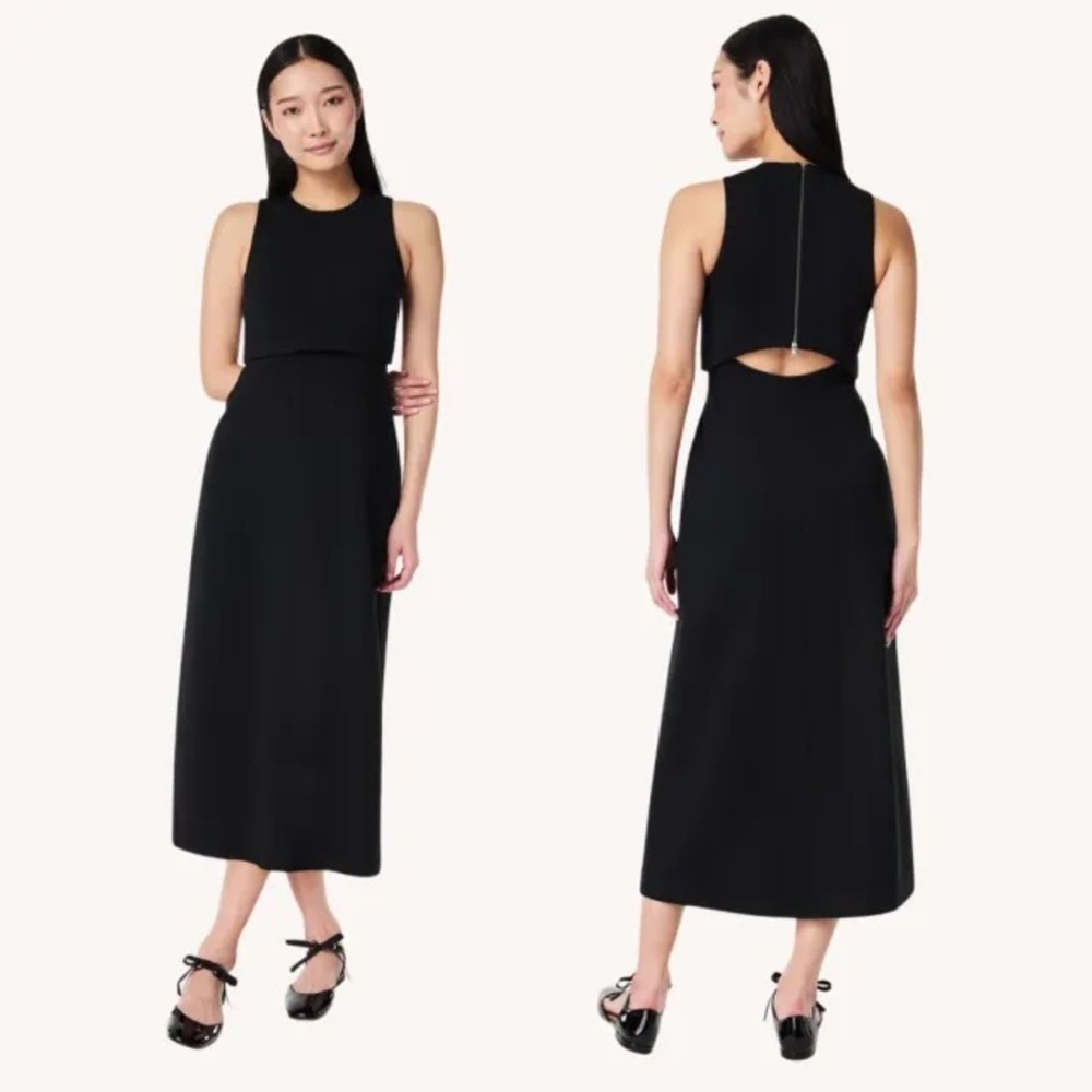 SPANX Black Sleeveless Sheath Midi Dress